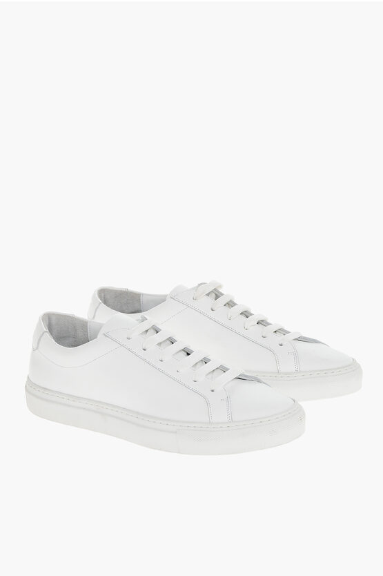 Moorer Leather Boldini Lace-up Sneakers With Rubber Sole In White