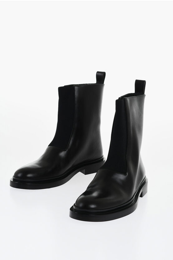 Jil Sander Leather Bootie With Stretchy Insert
