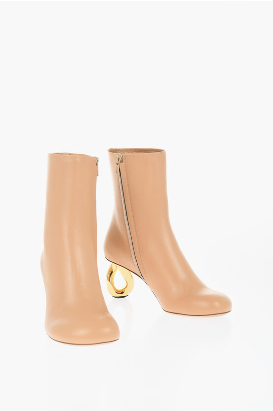 JW ANDERSON LEATHER BOOTIES CHAIN WITH STATEMENT HEEL 8 CM