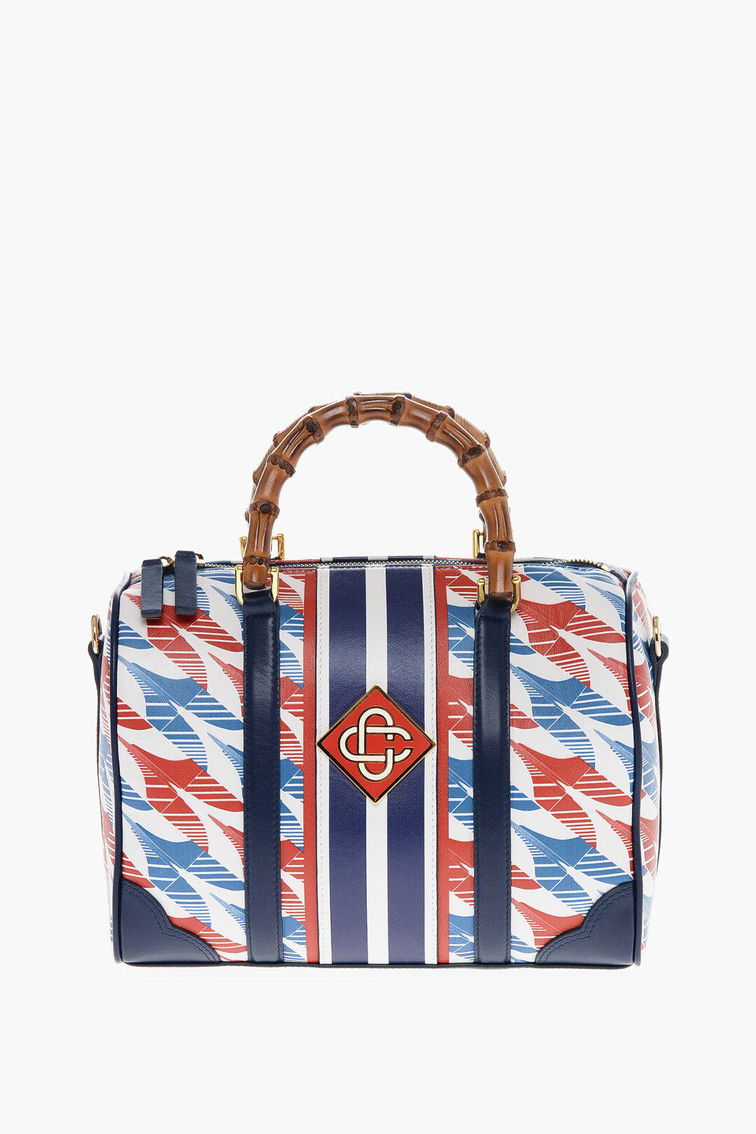 Casablanca Leather Bowler Bag with Bamboo Handle unisex men women