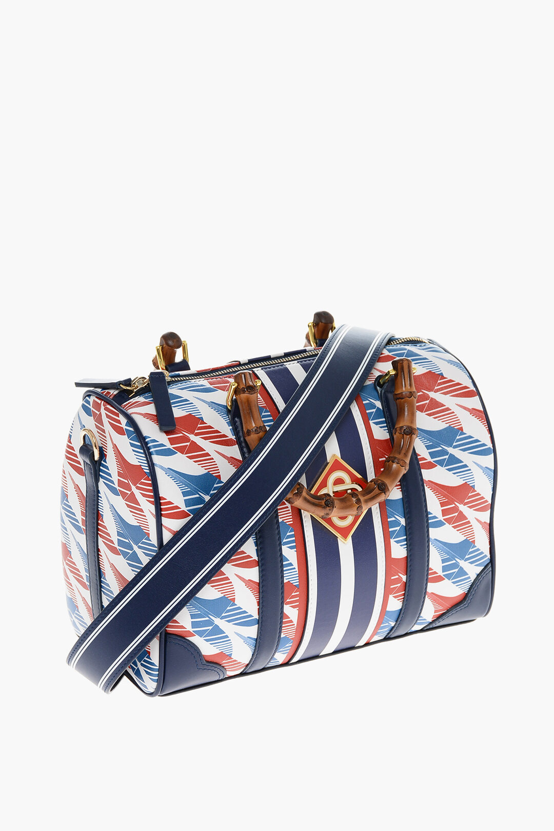 Casablanca Leather Bowler Bag with Bamboo Handle unisex men women