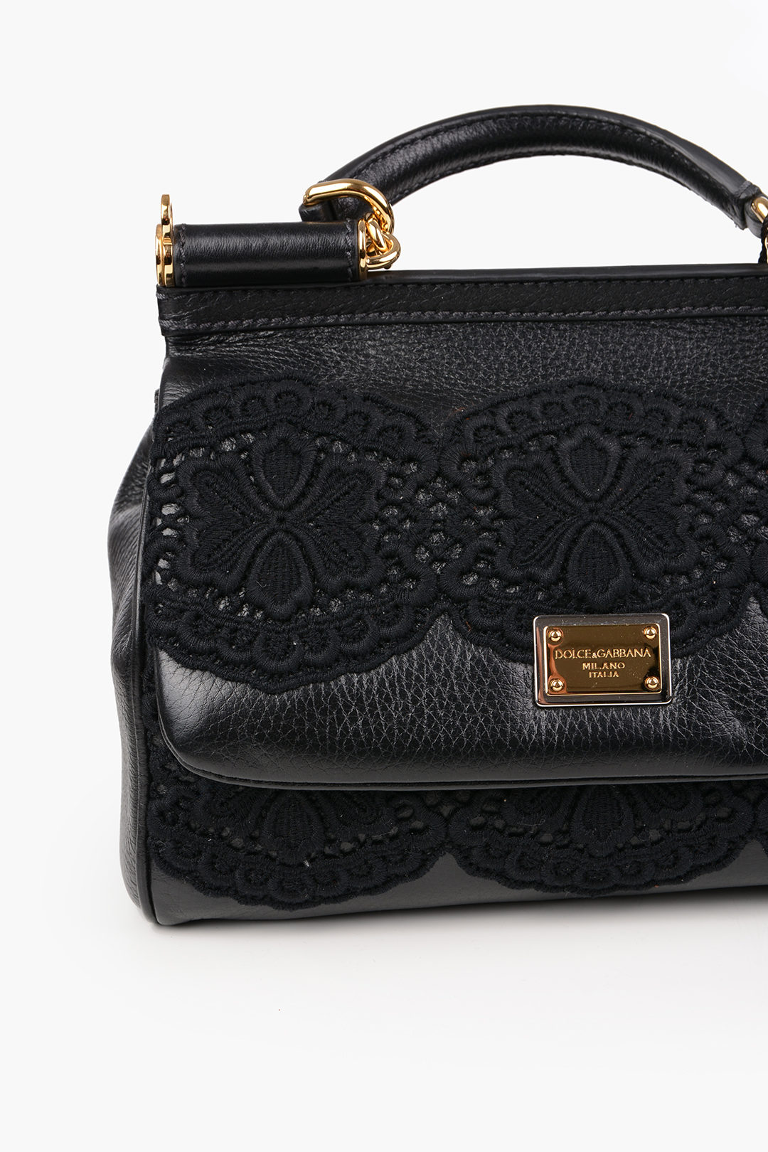 Dolce & Gabbana leather Bowler Bag with embroidered crochet women - Glamood  Outlet