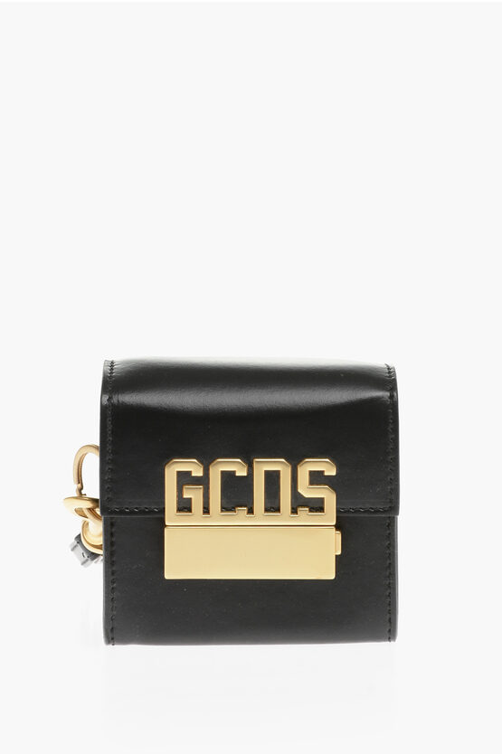 Shop Gcds Leather Bracelet Bag With Golden Logo