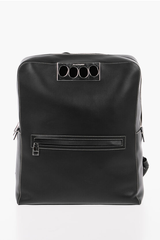 Alexander McQueen Leather BRASS KNUCKLES Backpack with Front Pocket men