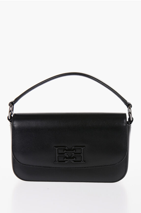 Bally Leather Brodye Shoulder Bag With Ton-on-tone Monogram In Black