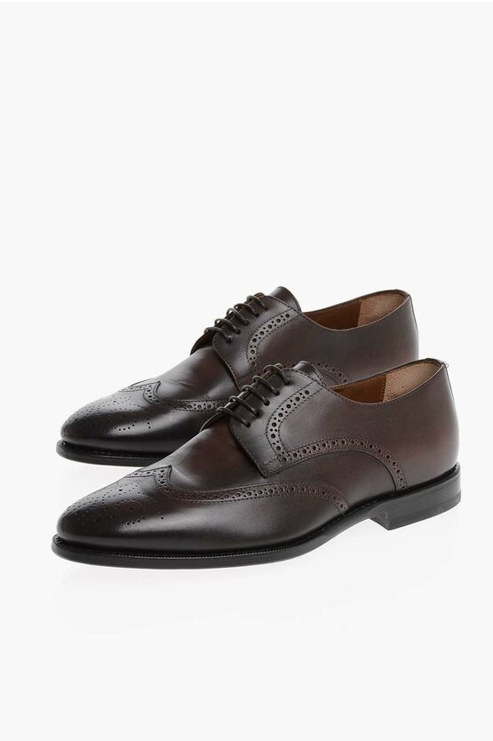 Shop Corneliani Leather Brogue Derby Shoes