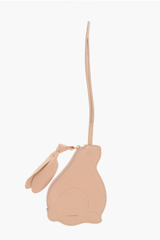 Jil Sander Leather Bunny Mini Pouch In Brown