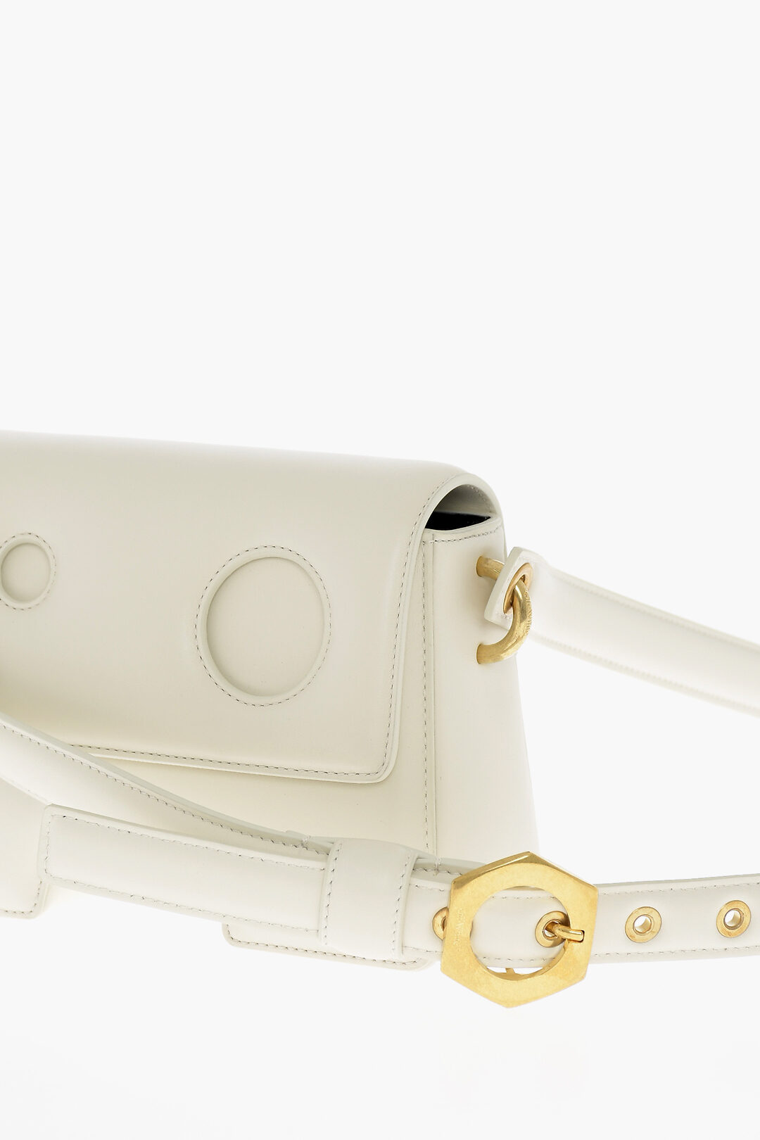 Off-White Leather BURROW Crossbody Bag with Cut-Out Details Off-White Leather BURROW Crossbody Bag with Cut-Out Details