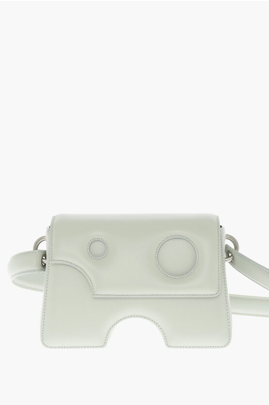 Shop Off-white Leather Burrow Crossbody Bag With Cut-out Details