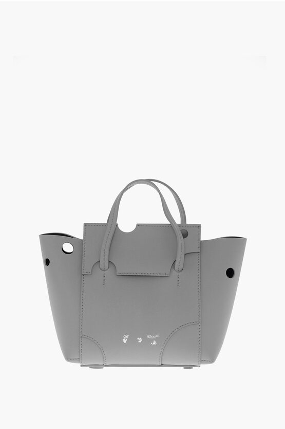 Shop Off-white Leather Burrow Tote Bag With Cut-out Details