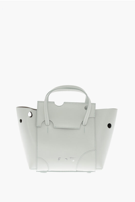 Shop Off-white Leather Burrow Tote Bag With Cut-out Details