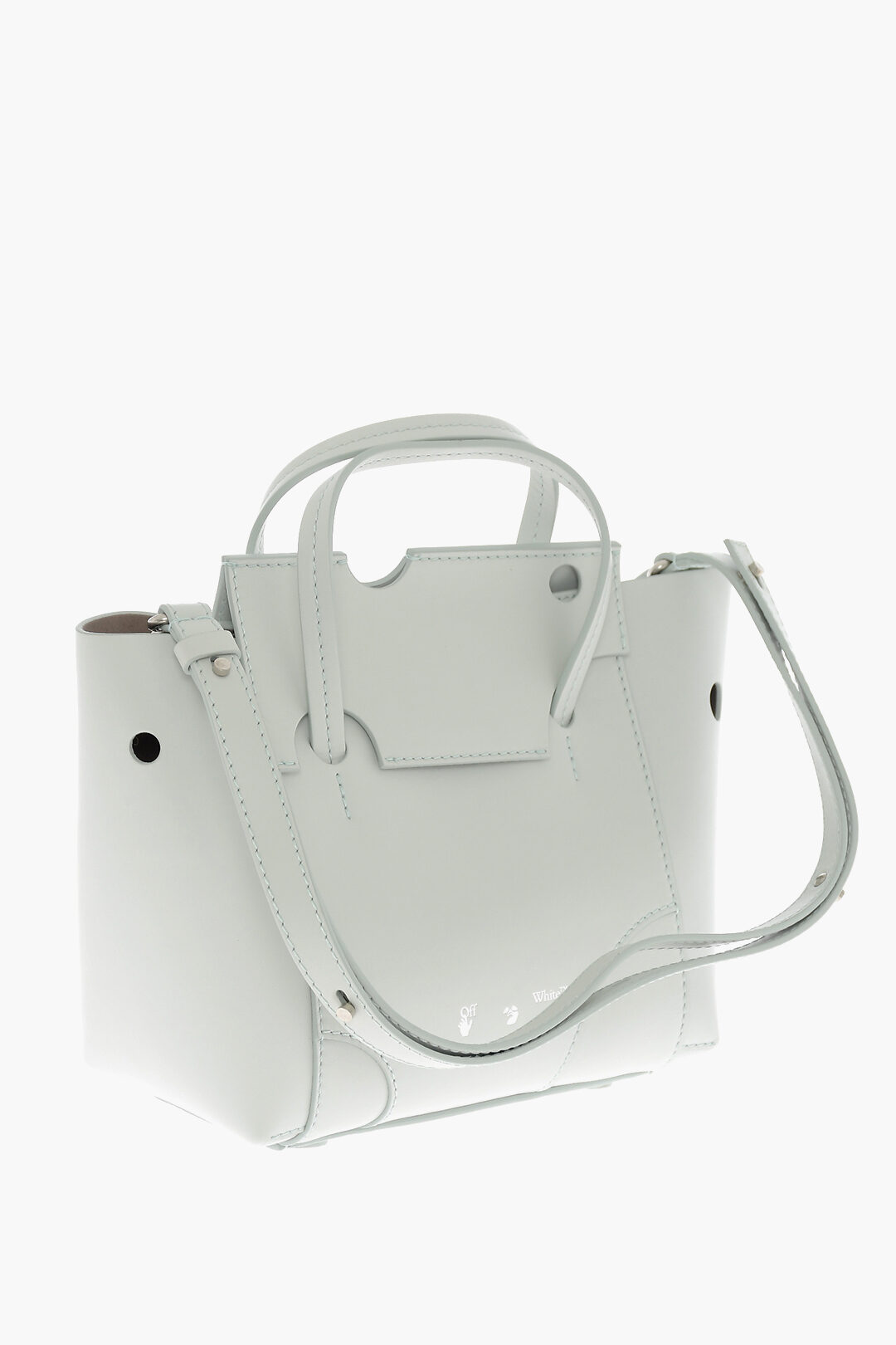 Off-White Leather BURROW Tote Bag with Cut-Out Details women Off-White Leather BURROW Tote Bag with Cut-Out Details women