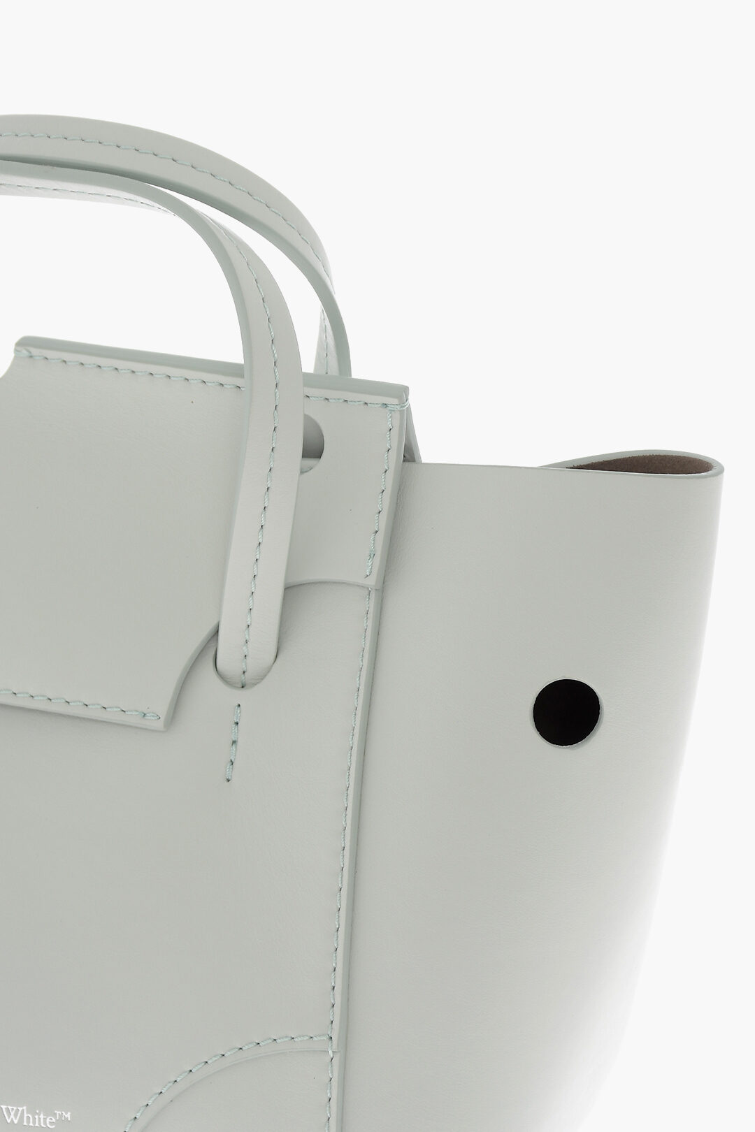 Off-White Leather BURROW Tote Bag with Cut-Out Details women Off-White Leather BURROW Tote Bag with Cut-Out Details women