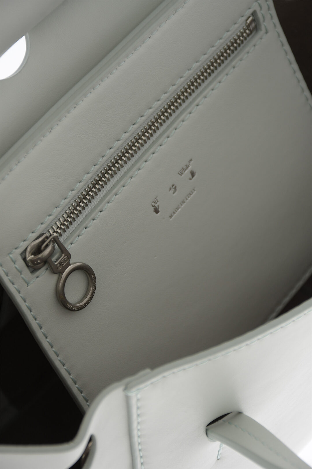 Off-White Leather BURROW Tote Bag with Cut-Out Details women