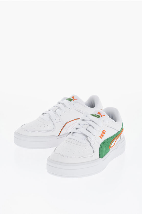 Puma Leather Ca Pro Play Low-top Sneakers With Contrast Details