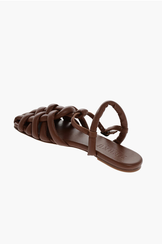 Hereu Leather Cabersa Ankle- Strap Sandals With Braided Design In Brown