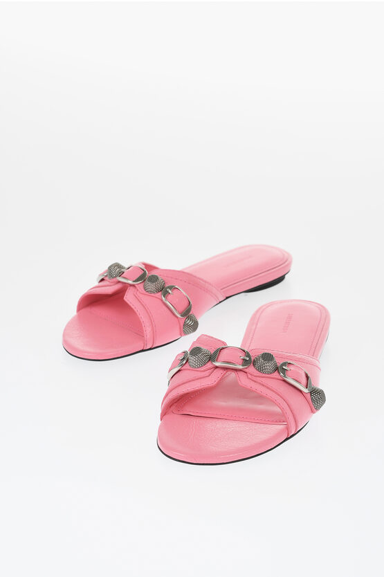 Shop Balenciaga Leather Cagole Sandals With Maxi Studs And Buckle
