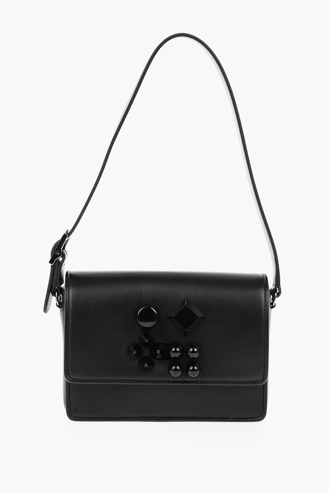【関税送料込】ルブタン Carasky leather clutch ブラック Christian Louboutin Leather CARASKY Shoulder Bag with Studs