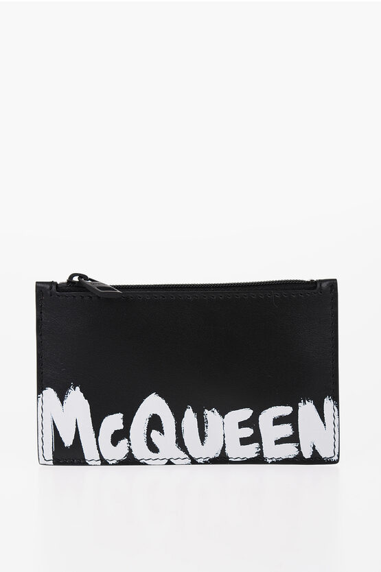 Alexander Mcqueen Leather Card Holder With Front-logo