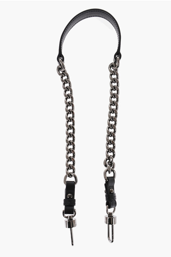 Delvaux Leather Chain Hand For Bag In Black
