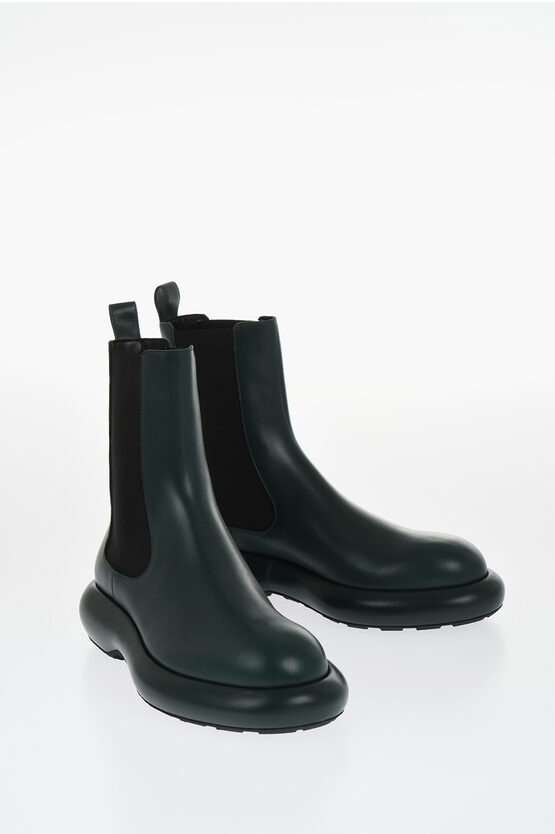 Jil Sander Black Black Leather Chelsea Boots In Black