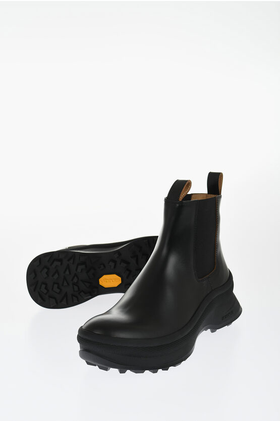 Jil Sander Leather Chelsea Booties With Vibram Sole