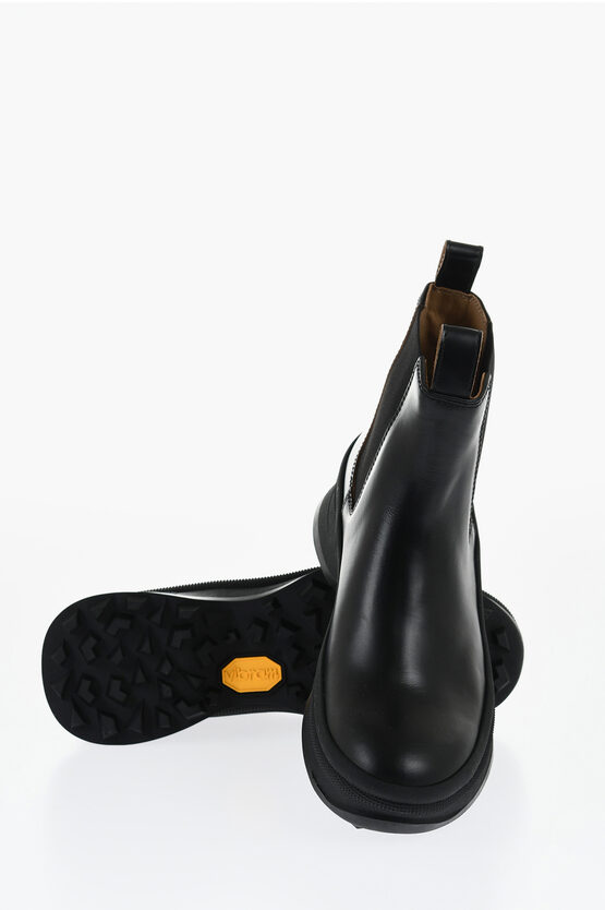 Jil Sander Leather Chelsea Booties With Vibram Sole