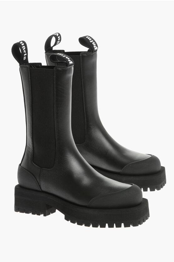 Palm Angels Leather Chelsea Boots In Black