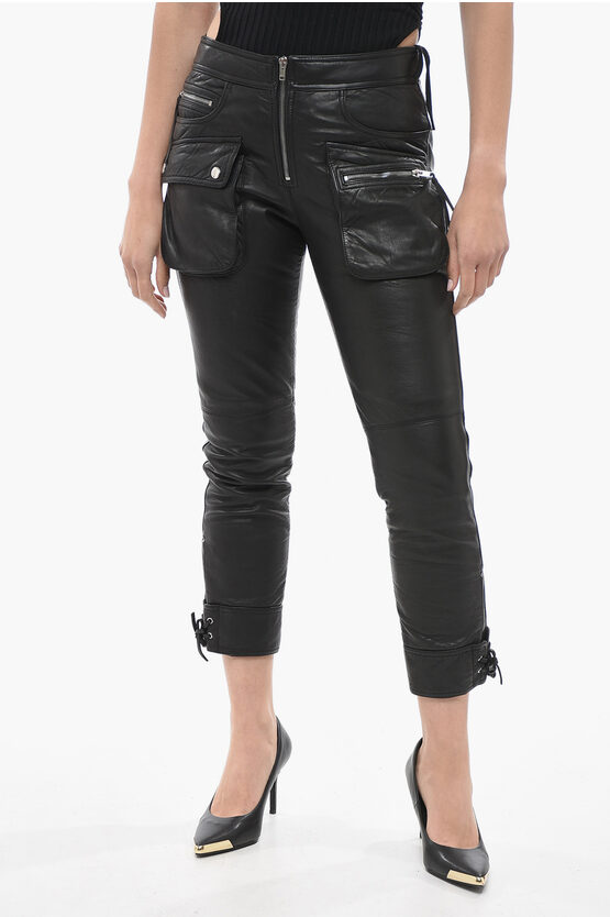 Shop Isabel Marant Leather Ciane Multipocket Pants