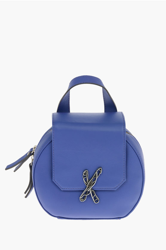 Ixos Leather Cincilla Mini Shoulder Bag With Silver Logo In Blue