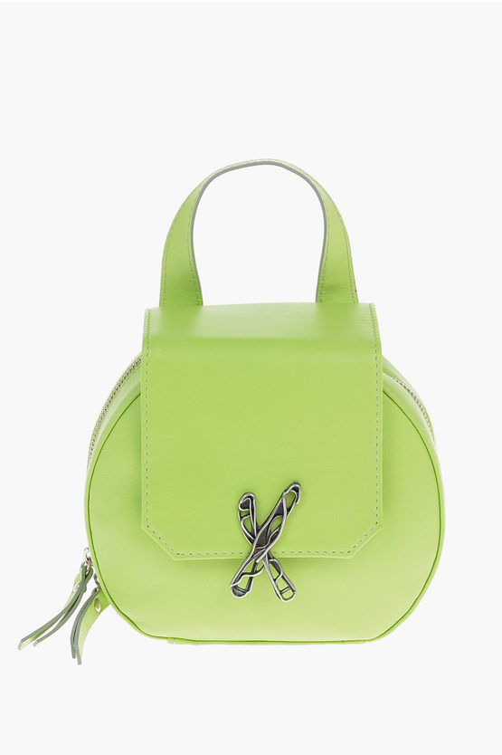 Ixos Leather Cincilla Mini Shoulder Bag With Silver Logo In Green