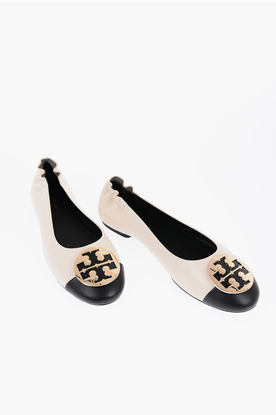 Shop Tory Burch Leather Claire Ballet Flats With Golden-effect Monogram