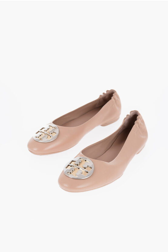 Shop Tory Burch Leather Claire Ballet Flats With Golden-effect Monogram