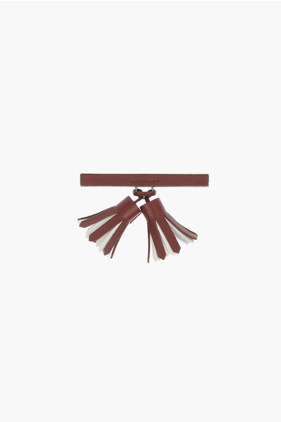 Longchamp Leather Clip With Tassels In Brown