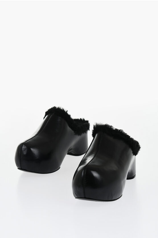Jil Sander Leather Clogs With Shearling Lining