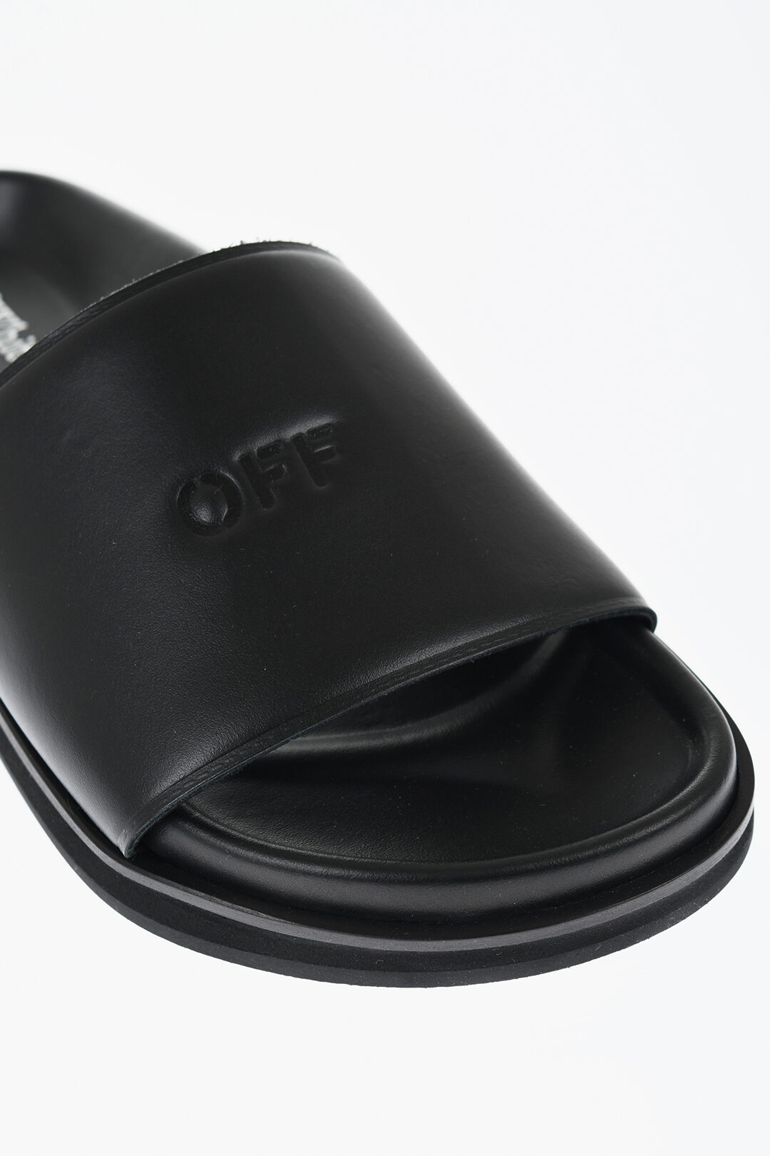 Off-White Leather CLOUD OFF STAMP Slides women Glamood Outlet