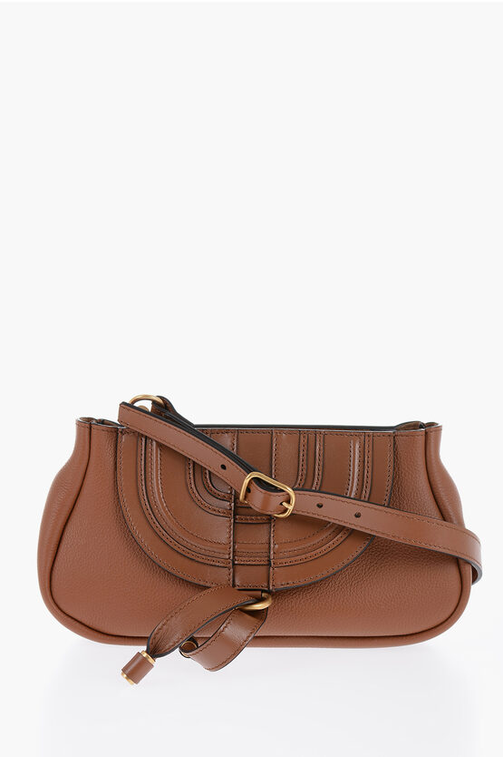 Shop Chloé Leather Clutch With Decorative Stitching