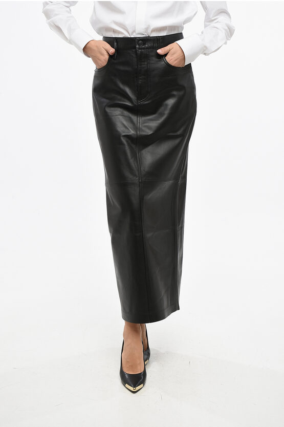 Wardrobe.nyc Leather Maxi Column Skirt In Black