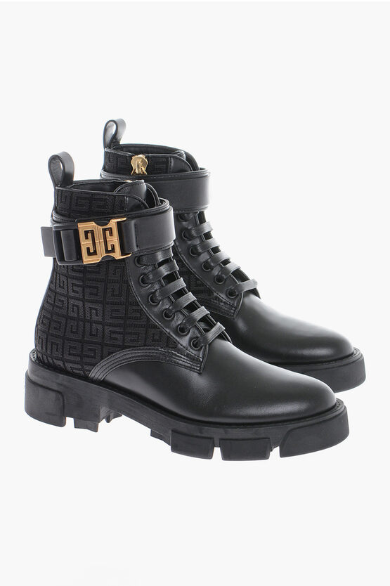 Shop Givenchy Leather Combat Boots With Monogram Logo And Statement Buckle