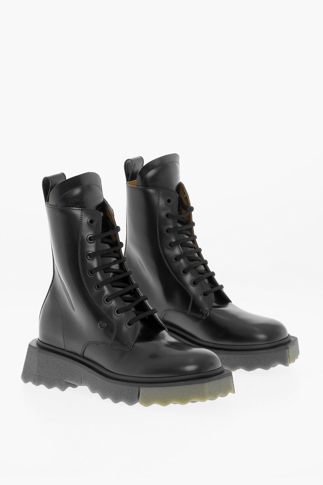 Off-White Leather Combat boots with Track Sole men - Glamood