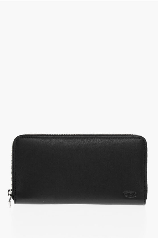 Shop Diesel Leather Continental Wallet With Zip Closure