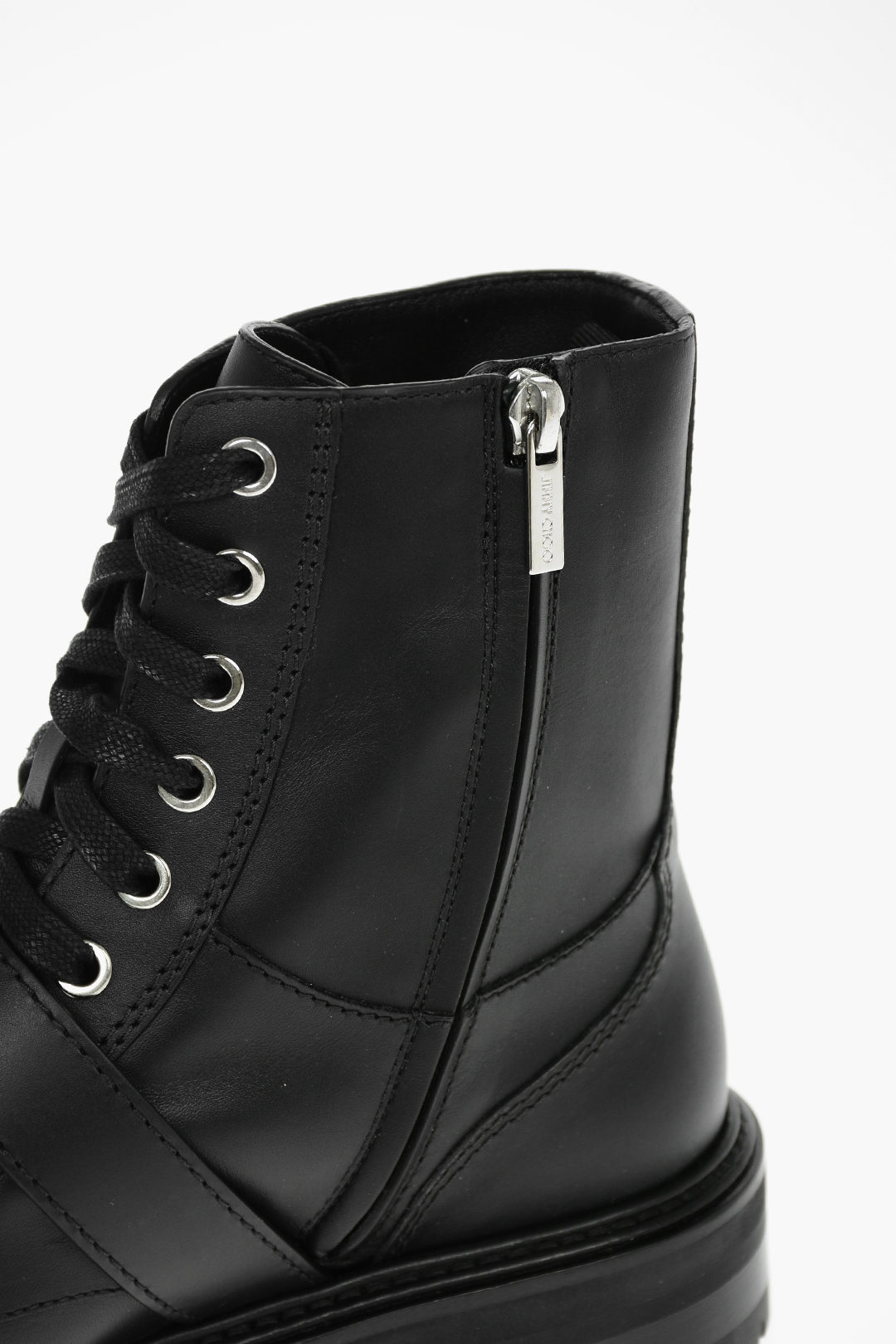 Leather CORA Combat Boots embellished with Crystal Buckle