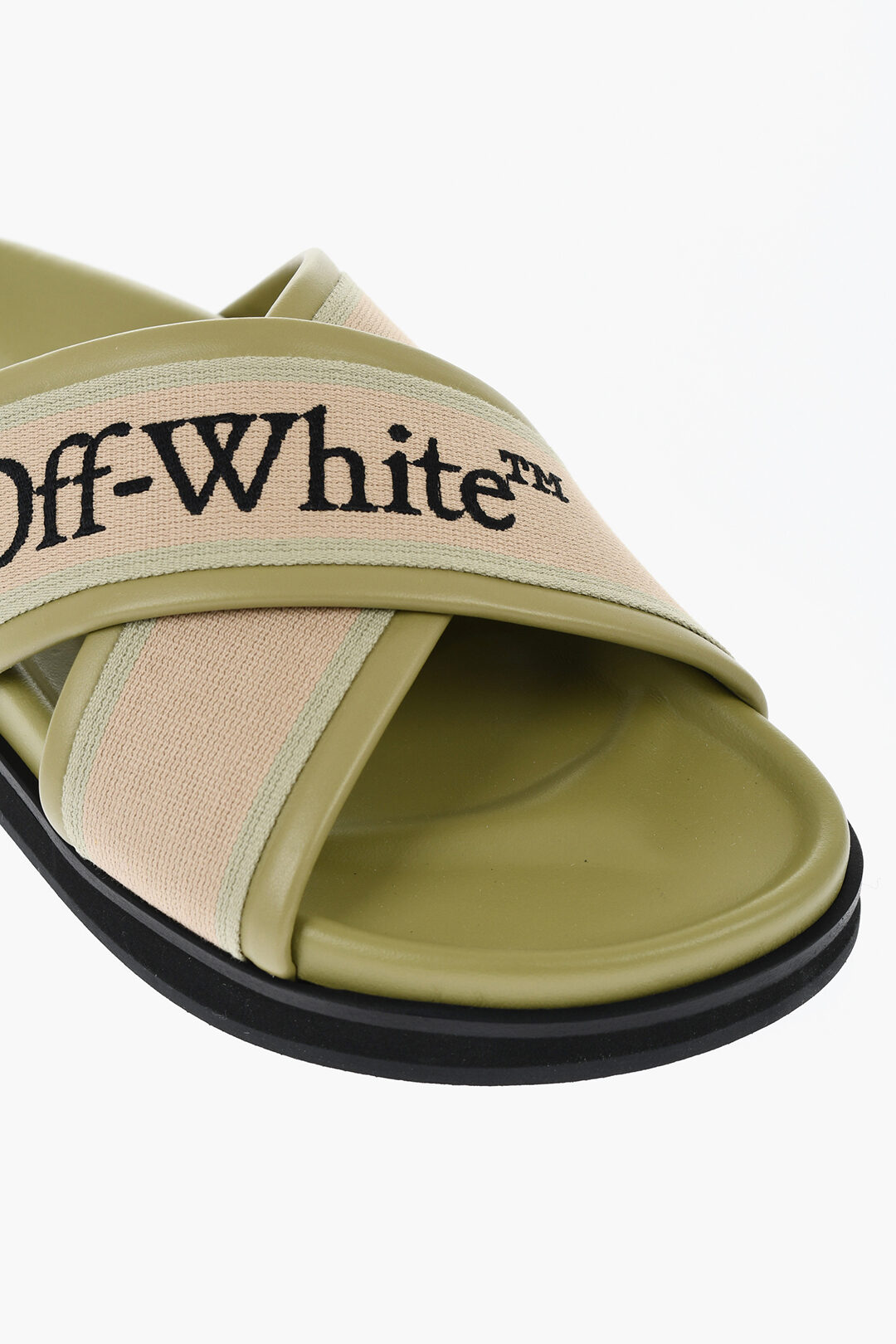 ★人気★【Off-White】★LOGO PRINT LEATHER SLIDER SANDAL★ Buy Off-White Wmns Sliders 'Logo Embossed - Black White