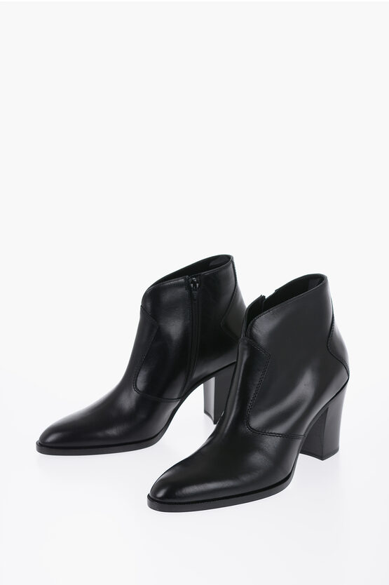 Shop Celine Leather Cropped Boots Heel 9 Cm