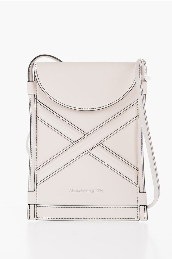 Alexander Mcqueen Leather Crossbody Bag With Card Slots In White