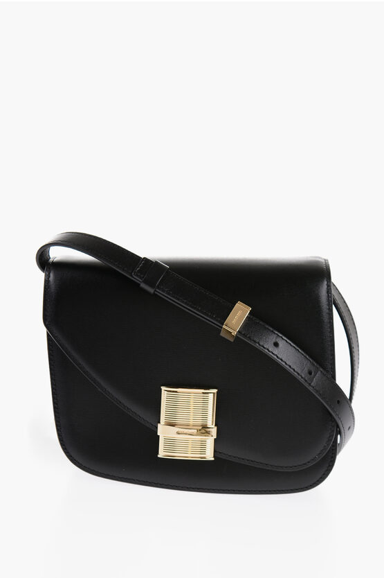 Shop Ferragamo Leather Crossbody Bag With Golden Detail