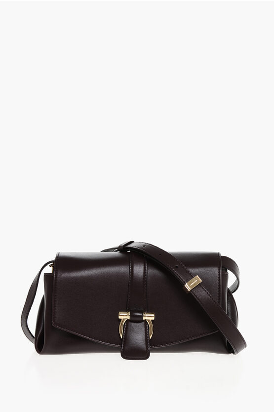 Ferragamo Leather Crossbody Bag With Iconic Buckle Anche Clip Closure