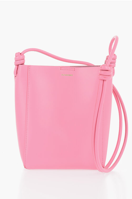 Jil Sander Leather Crossbody Bag With Knot Detail In Pink