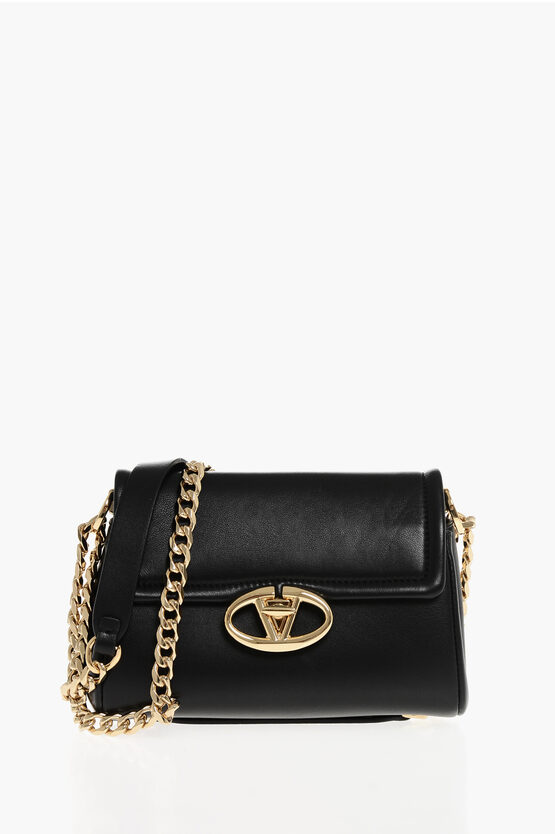 Valentino Leather Crossbody Bag With Logoed Buckle
