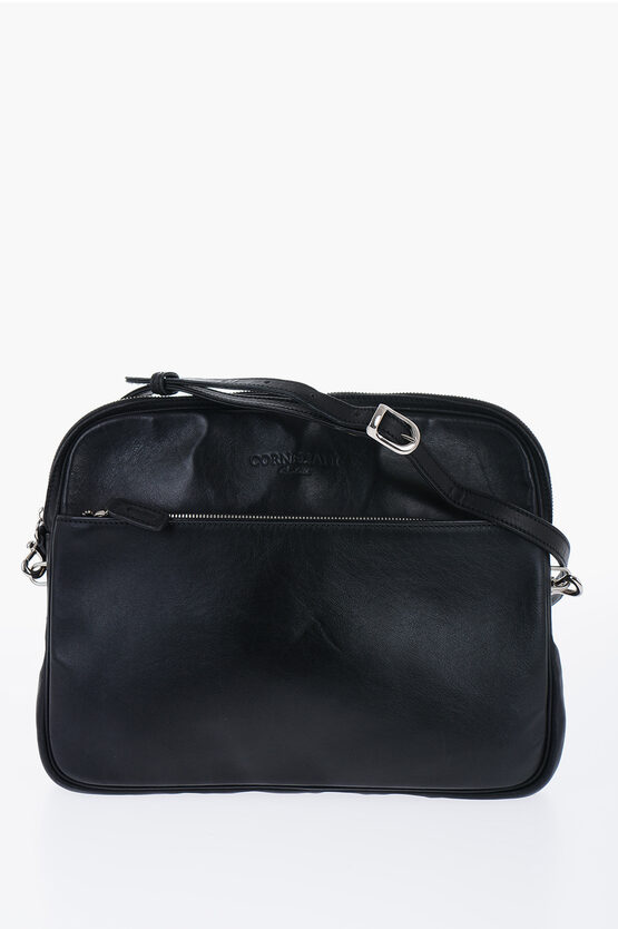 Shop Corneliani Leather Crossbody Bag With Outer Pocket